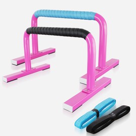 Purife 1 Pair Pink Floor Stand Push Up Bars Men, Strength Training Equipment Workouts Parallettes Bars, Push-up Handles Dip Bar for Home Fitness, Gymnastics, Calisthenics, Calistenia