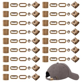 BENECREAT 40 Sets Hat Cap Buckle with Eyelets, 21mm Iron Cap Buckle Replacement, Adjustable Buckles for Baseball Cap and Hat, Hat Buckle Closure, Baseball Cap Closure, Antique Bronze