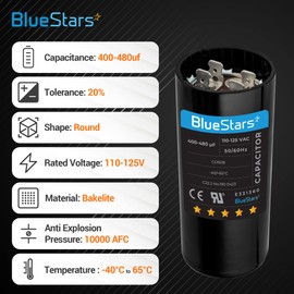 2 Packs 400-480 uf/MFD 110-125 VAC Round Motor Start Capacitor 50/60 Hz AC Electric Replacement Part by BlueStars
