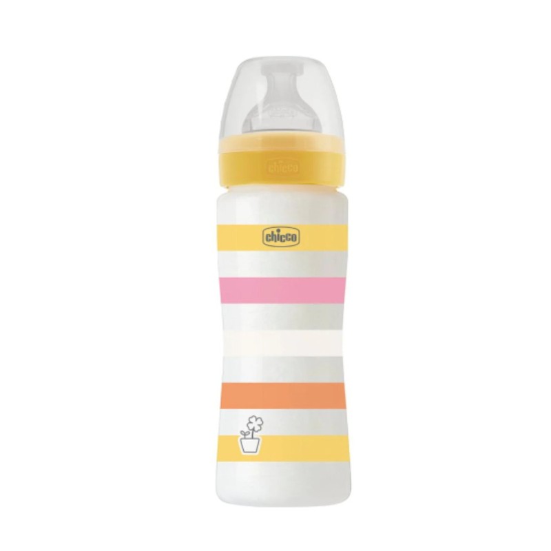 Chicco Well Being Plastic Bottle for Girls 4+ Months, 330ml