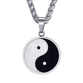 vicima Yin Yang Necklace for Men Tai Chi Pendant with 24 Inch Stainless Steel Chain for Men