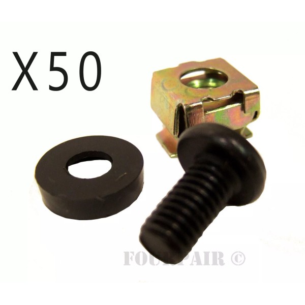 Unbranded/Generic 50 Pack Lot - M6 Rack Mount Cage Nuts,