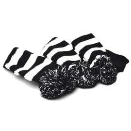 PLUSKER Golf Head Covers Black and White for Driver and Fairway Woods Club with Long Neck Pom Pom Sock Knitted Proector 3Pcs/Set Golf Headcovers for Male/Female Golfers