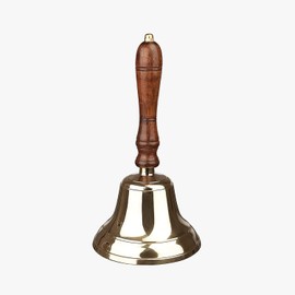 ACL Traditional Wooden Handle Bell - Brass Bell - Last Order Bell - Ideal for Hotel, Reception, Dinner, Library, Pub, School Bell - Classic Chimes - 7 x 17 cm
