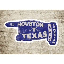 Houston Texas Vintage Travel Sticker Decal 3 7/8" Lonestar Laptop Bumper