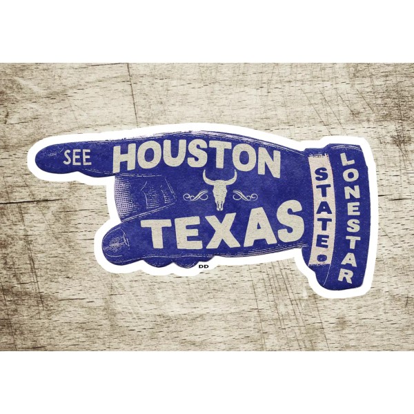Houston Texas Vintage Travel Sticker Decal 3 7/8" Lonestar Laptop