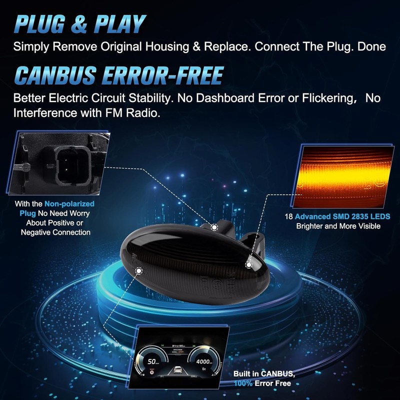 POPMOTORZ LED Indicator Black with Canbus Error Free for 107