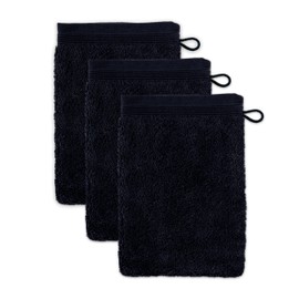 Möve Superwuschel Wash Mitt 15 x 20 cm 100% Cotton Black Set of 3