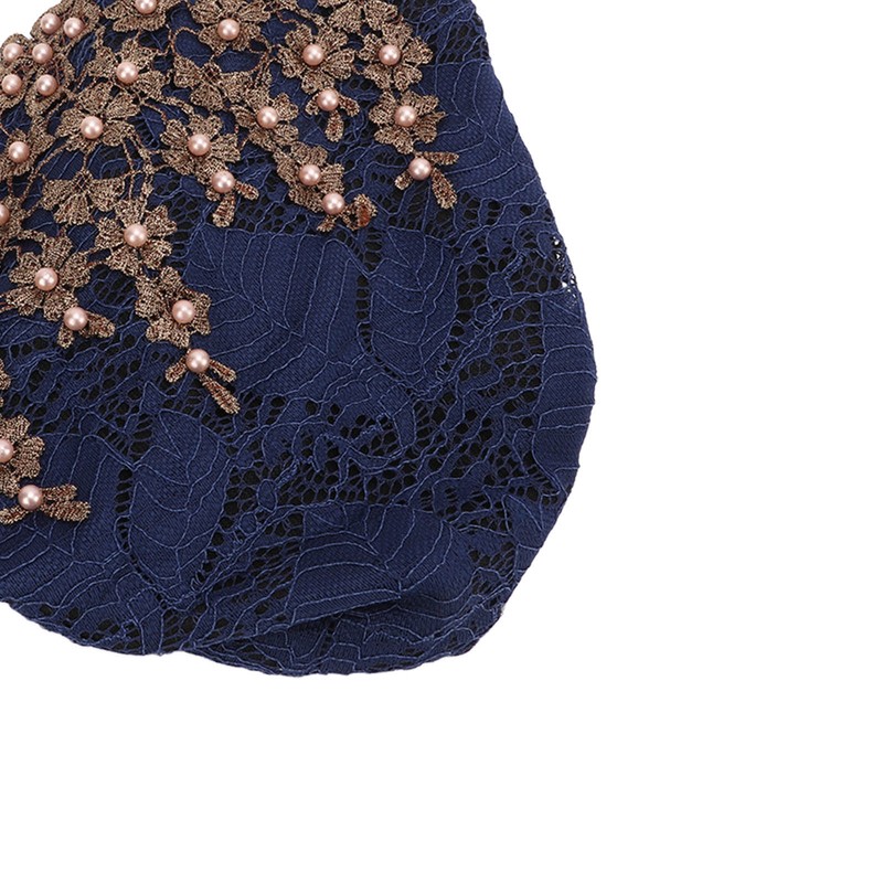 Turban Head Wraps Vintage Embroidered Soft Lace Material Beaded Fleece