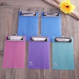 NUOLUX 5 Pack Mini Transparent Clipboard Tiny A6 Clip Boards Colourful Plastic Clipboard Memo Size Low Profile Clip (Random Color)