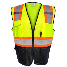 Fierce Safety Surveyors Class 2 Meshed Vest with Orange Trim and Black Bottom - L