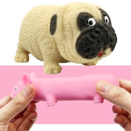 Splash Pig & Dog Squishy Toys (2PCS) Stress Balls for Kids and Adults Squishy Fidget Toys Squishy Stress Ball Stretchy Toys Party Favors Squeeze Ball fidgets Autism Sensory Toys for Autistic Children