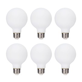 truestory G25(G80) Globe Light Bulb 6pack Inner White， Warm White 2700K CRI 90, 5W Equivalent to 50W, Dimmable 450LM E26 Base,Suitable for Any Occasion