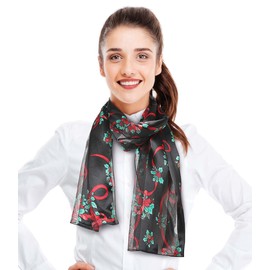 CBC Crown Christmas Scarf - Christmas Theme Candycane, Poinsettia Scarf Accessories, 13" x 60" Inches, Made In Korea (Candycane-Black)