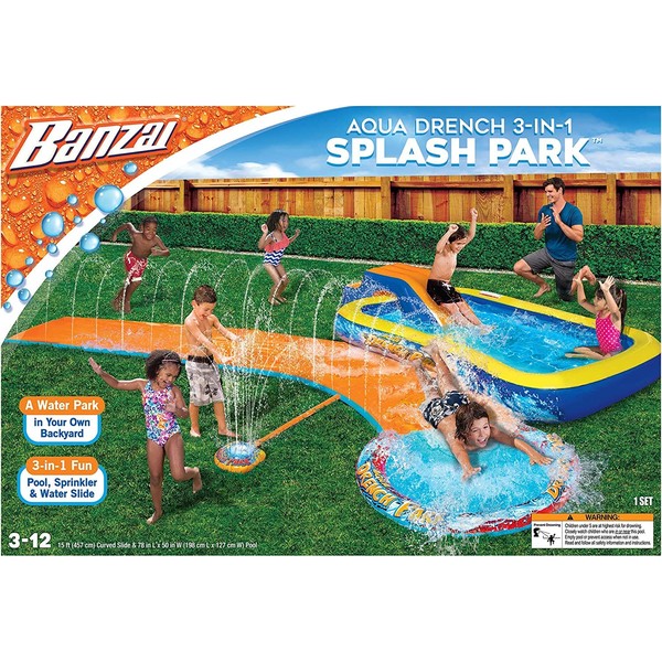 Banzai Aqua Drench 3-in-1 Splash Park, Multi