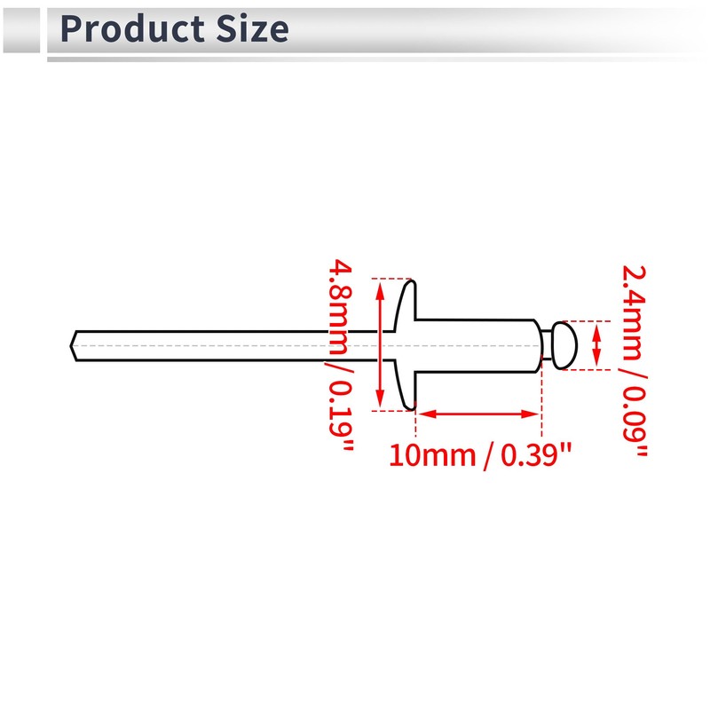 RATCHROLL 50 Pcs Dome Head Large Flange Blind Rivets 2.4mm