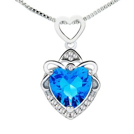 Women's 925 Sterling Silver Shiny Zircon Heart Pendant Silver Chain Women's Jewellery Gift for Wife Women Mummy Girlfriend on Birthday Memorial Day Hypoallergenic Chains with Gift Box, Zinc Cubic