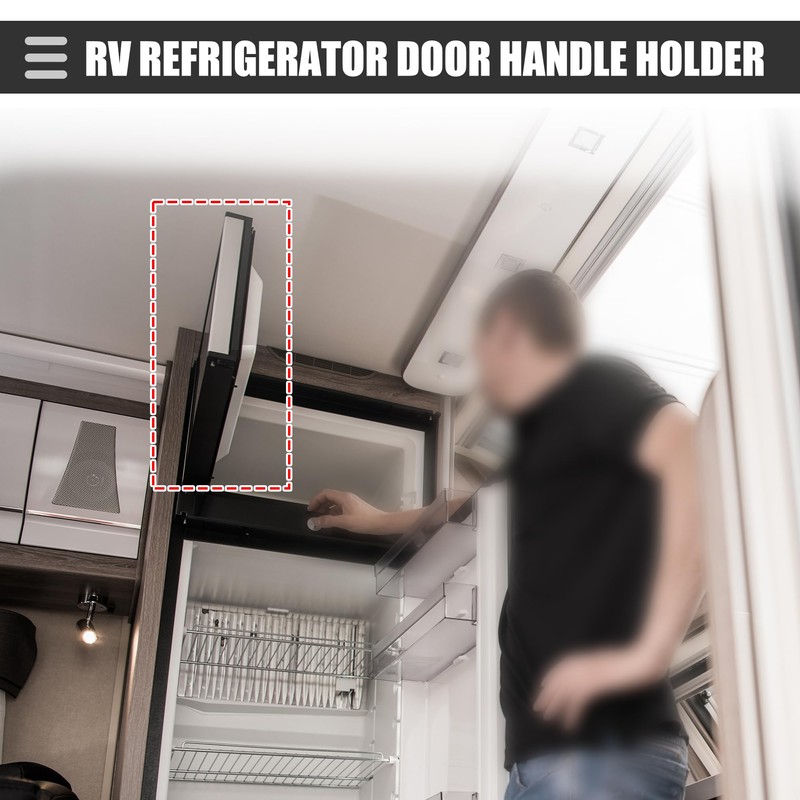 Motoforti Universal RV Refrigerator Door Handle Holder, Plastic, Black, 1