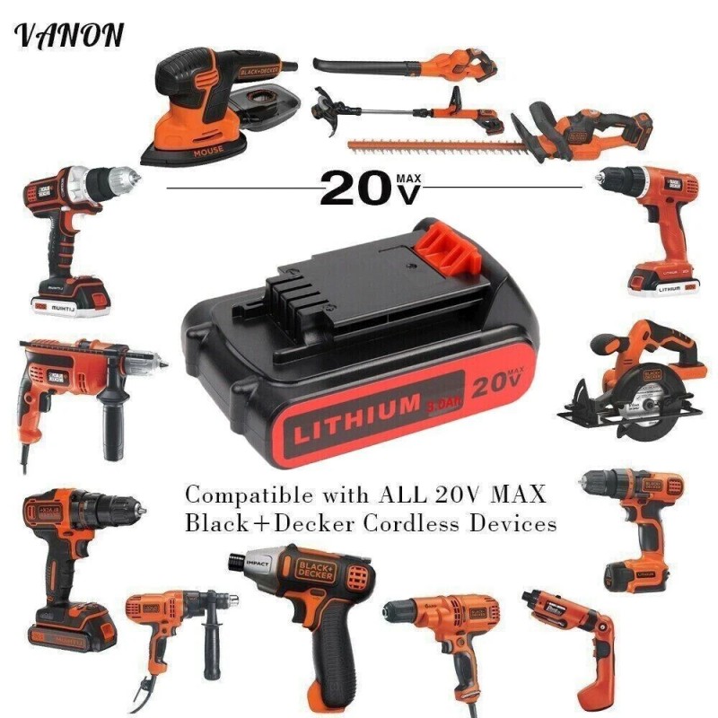 BLACK+DECKER 2Pack LithiumBattery replace for Black and Decker 20 Volt