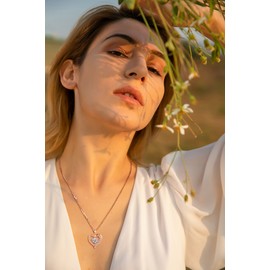 EUDORA Heart Women Necklace 925 Sterling Silver April Birthstone Pendant Rose Gold Necklaces for My Ladies, I Love You to the Moon and Back Jewelry Birthday Gift for Women Mother Daughter Sister Her