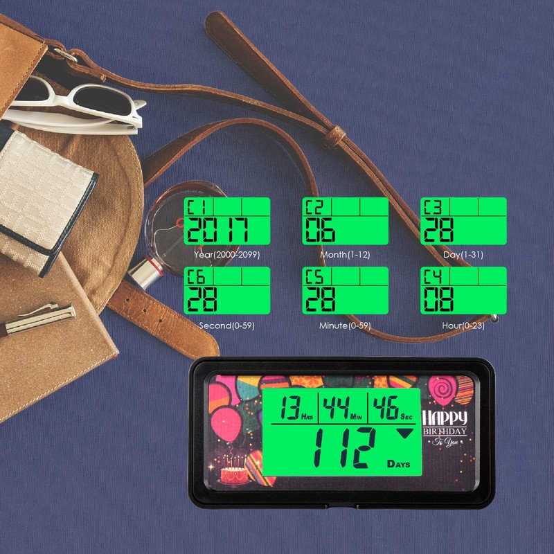 Jayron Backlight Digital 9.999 Tage Countdown-Timer Großes LCD-Display Countdown für