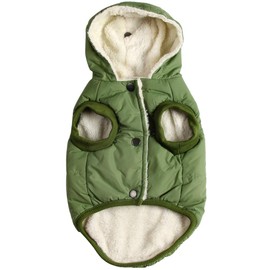Vecomfy Fleece Lining Extra Warm Dog Hoodie in Winter,Small Dog Jacket Puppy Coats with Hooded Green XS
