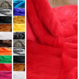 FABRICS-CITY Malbororot Flokati Teddy Fur Fabric 50 x 150 cm Carnival Clothing Craft Requests Photo Shooting Decoration 2705 (Malboro Red)