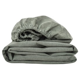 Fitted Sheet Queen Organic Cotton 11.8 inches (30 cm) Deep Pocket 100% Washed Cotton Bed Sheet Box Sheet Dust Mite Resistant Green