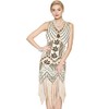 Metme Women's Flapper Dress 1920s V Neck Beaded Fringed Roaring