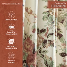 Maison d' Hermine Curtains for Living Room 100% Cotton 96 inch Length One Panel Light Filtering Curtains for Windows with Rod and Loop Pockets Valentines Day Gifts (Abbeville, 50" W x 96" L)