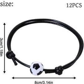 Fabselection Football Bracelets, 12 Pcs Adjustable Football Friendship Bracelets, Soccer Charm Bracelets for Girl Boy Sports Party Favours