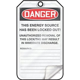 Accuform Lockout Tags, Pack of 5, Danger Do Not Operate Locked Out My Life is on The Line with Picture Insert, Tear & Water Resistant Self-Laminating PF-Cardstock with Grommets