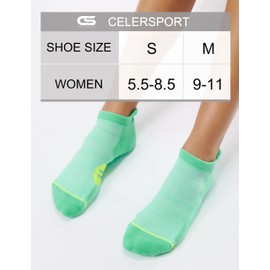 CS CELERSPORT 6 Pack Women's Ankle Running Socks Cushioned Low Cut Tab Athletic Socks, Vibrant Colored, Medium