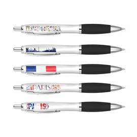 DV DESIGN 5 x Paris Black Pens - France French City Landmarks Holiday Travel Stationary Equipment School Teacher Girls Boys Birthday Set #81394