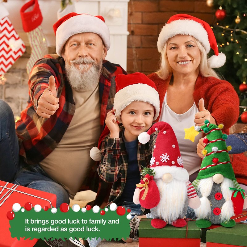 Yonsya Set of 2 Christmas Gnome Plush Decorations, Xmas Farmhouse