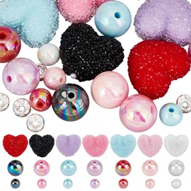 DELORIGIN 28 Stück Strass Herz Fokusperlen Für Stifte Acryl Glitzerperlen Strass Abstandsperlen Für Perlenfähige Stifte Schlüsselanhänger Armband Halskette Ohrringe