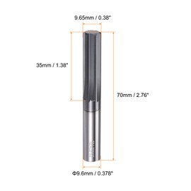 sourcing map Carbide Chucking Reamer 0.38"(9.65mm) Dia Straight Flute Straight Shank Machine Reamer Tool for Metal and Lathes CNC Machining Centers, Black