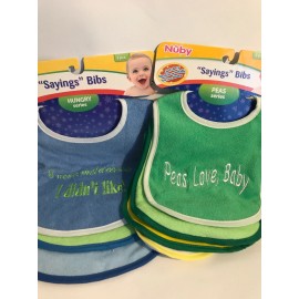 Nûby NUBY Sayings Bibs 3 Pack Hungry Series AND 4-Pack Peas Series. 7 bibs. New.