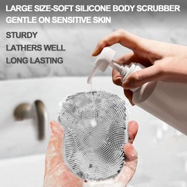 COLGEIFY, Shower Bath Brush, Large Size of Soft Bristles for Men & Women After Gym, Exfoliating and Deep Clean, Back Suction Cup Easy to Store and Dry (Gray)