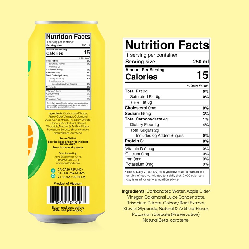 Jans Sparkling Prebiotic Soda Beverage — Calamansi 8.4 Fl Oz