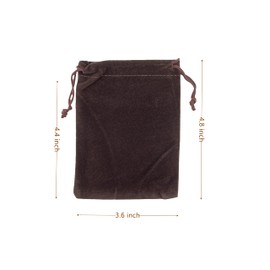Palmhomee Pack of 48 Coffee Brown Velvet Drawstring Bags Gift Bag Velvet Pouch For Jewelry Wedding and Party Favor (3.6x4.8 Inch)