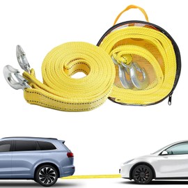 Car Tow Rope, Tow Rope, Tow Rope, Tow Rope Truck, 4 Metres, 5 Tonnes Tow Rope, Car Tow Rope with 2 Safety U-Ring Hooks and Storage Bag, Suitable for All Cars