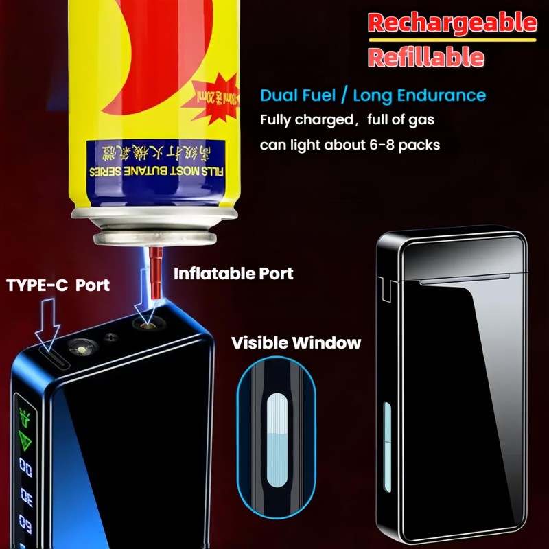 NINSI Torch Lighter, Butane Torch Open Flame Plasma Dual Arc