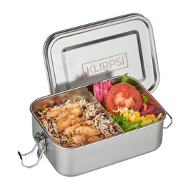 KLIPPSI® Stainless Steel Lunch Box 850 ml with Divider, BPA-Free, Leak-Proof, Dishwasher and Oven-Safe, Sustainable Lunch Box for Children and Adults (850 ml)