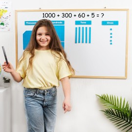 Simply magic 131+4 PCS Jumbo Blue Magnetic Base Ten Blocks for Math + Headings - Math Manipulatives, Base 10 Blocks, Place Value Manipulatives Magnets, Counters for Kids, Classroom Must Haves