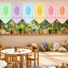 Tudomro 6 Pcs Pastel Crayon Curtains for Classroom 36" x 24" Back to Classroom Colorful Pastel Crayon Curtains First Day of School Decors for Kindergarten Daycare Primary School Bedroom Playroom Room