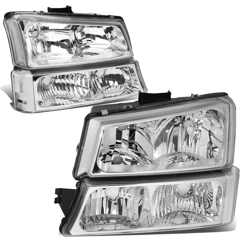 DNA MOTORING Pair Headlight Assembly Compatible with 2003-2006 Chevy Silverado