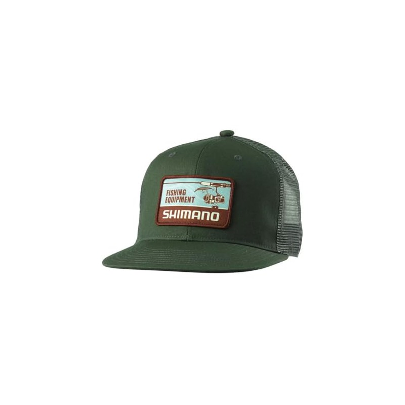 Shimano CA-067Y Graphic Flat Mesh Cap, Green, M