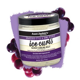 Aunt Jackie's Grapeseed Style and Shine Recipes Ice Curls Glossy Curling Jelly, Hydrates, Softens, Makes Waves, Curls and Coils Easier to Style, 15 oz