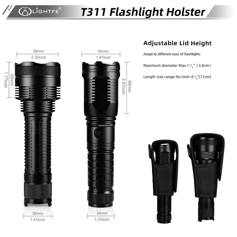 Flashlight Holster T311 Flashlight Pocket Nylon Cover, Suitable for flashlights